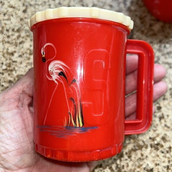 1960sBurrite Flamingo 🦩 Salt 🧂 & Palm Tree 🌴 Pepper 🫑 shakers Bonus CreamCup - Picture 3 of 16
